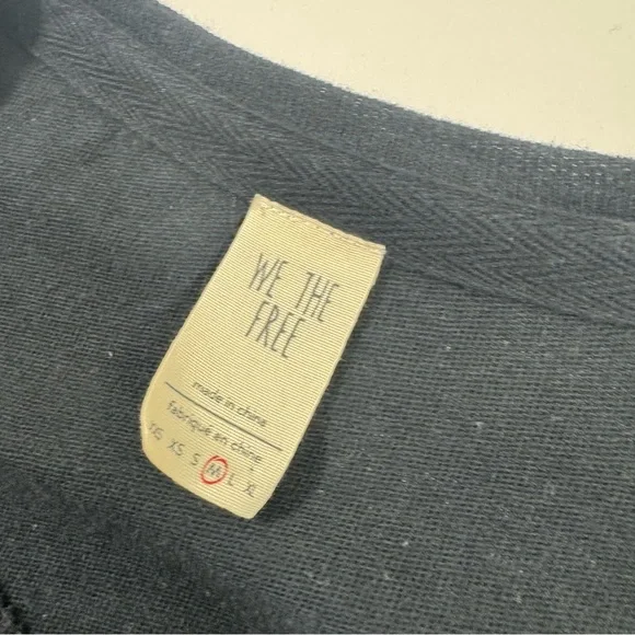 We The Free Starlight Snap Front Henley Shirt Black Long Sleeve - Picture 5 of 7